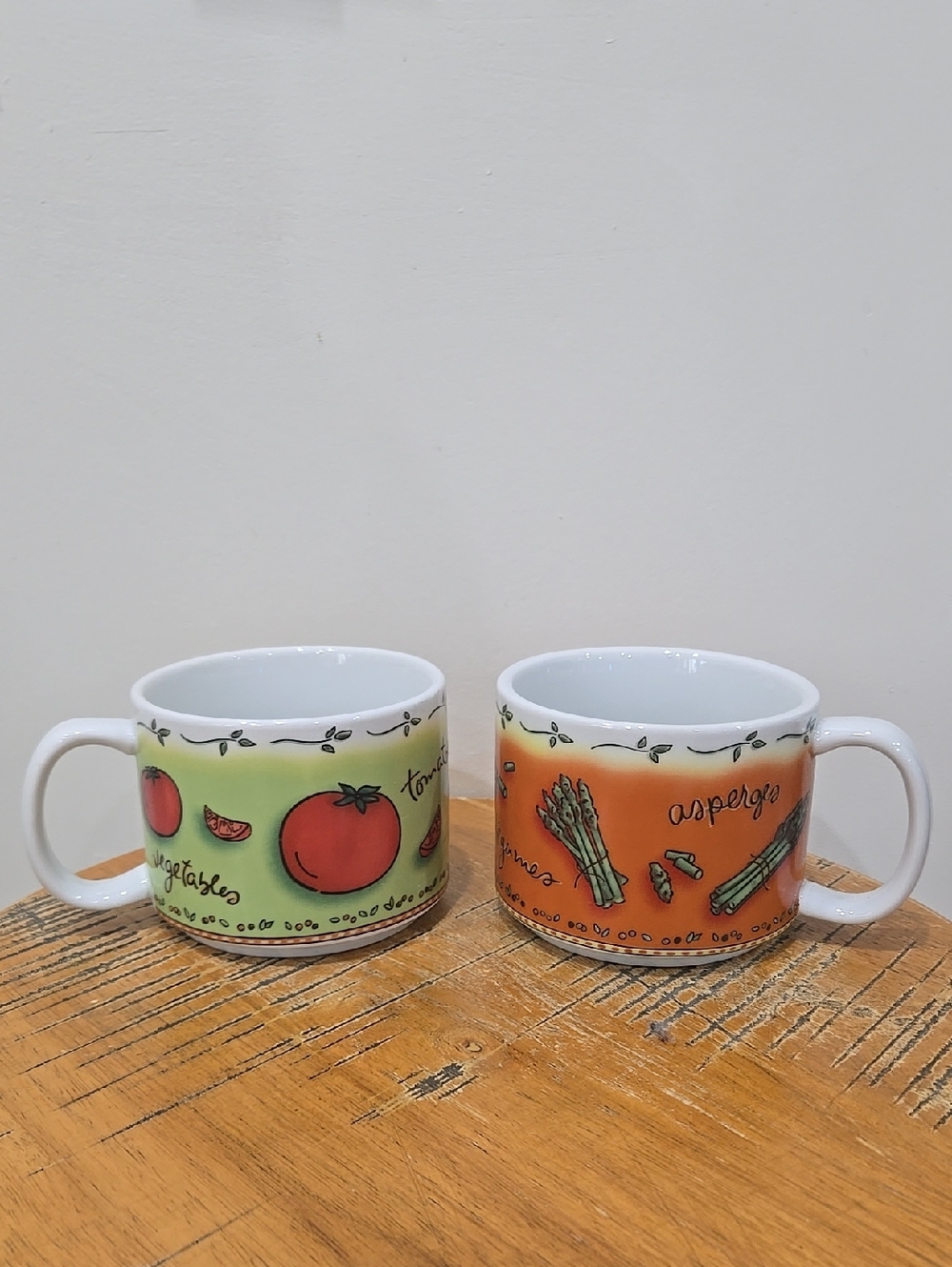 Vintage Jocha By MSC Vegetable Asparagus Tomato Ceramic Mugs (Pair Of 2)
